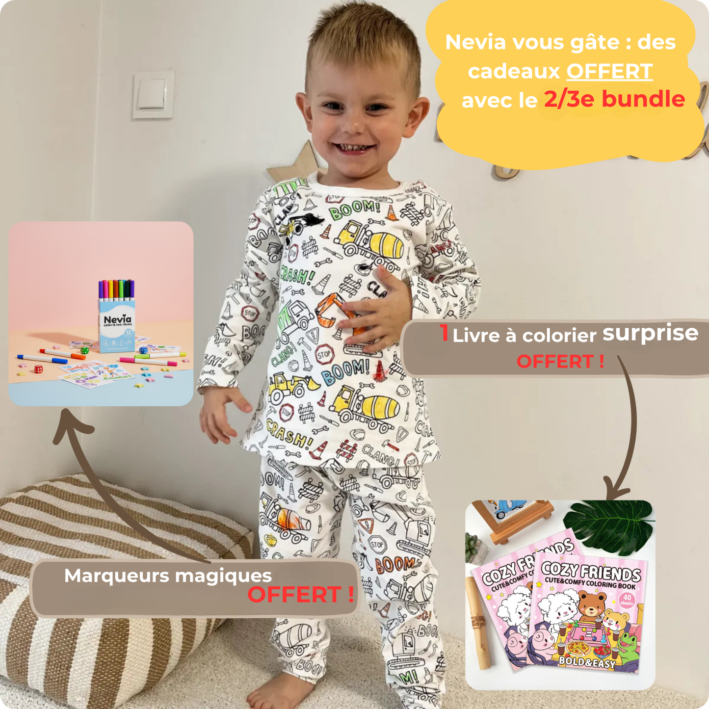 ColorCozy – Ensemble pyjamas unisex • véhicule robuste.