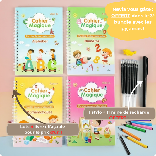 ÉducCozy – Kit de 4 cahiers réutilisables avec stylo